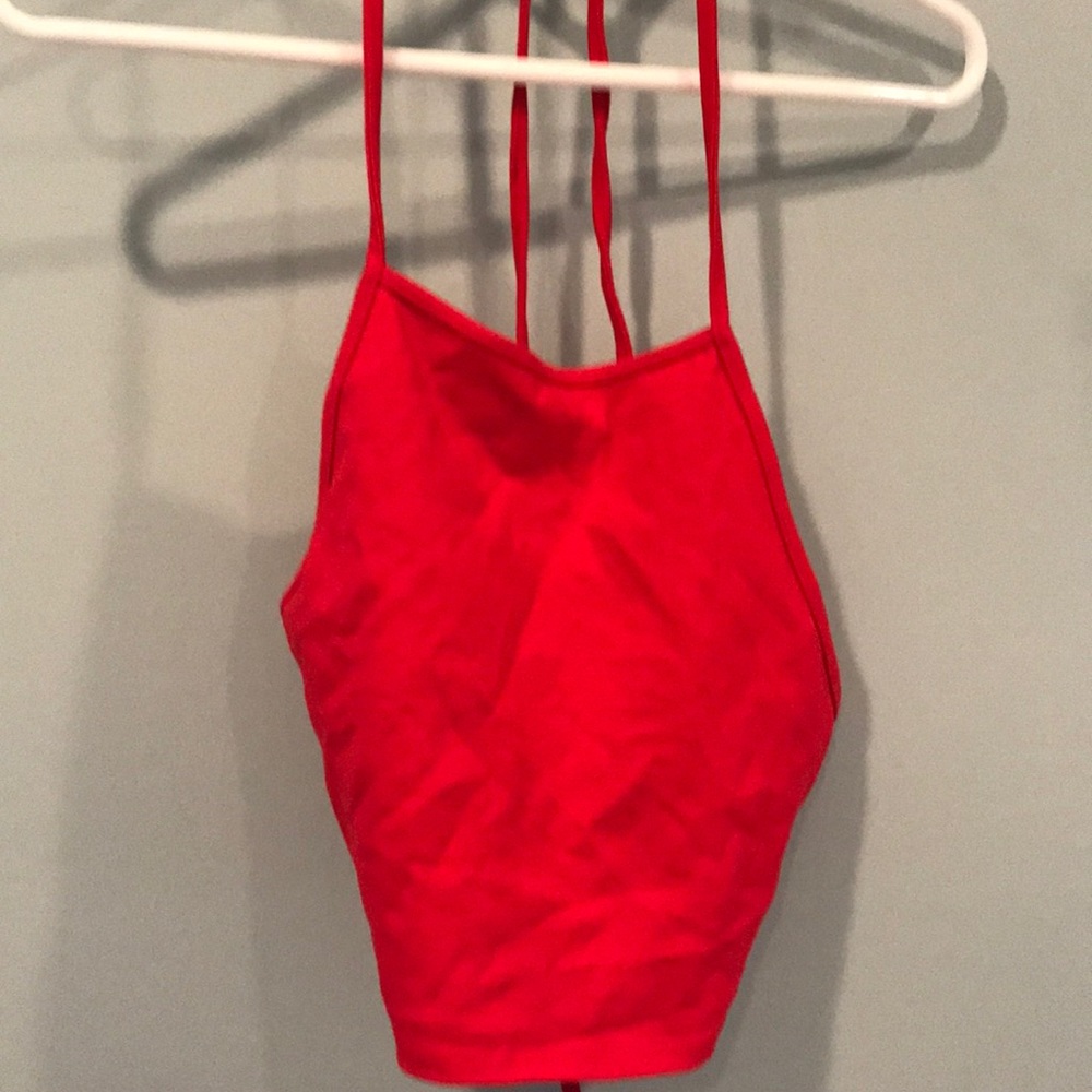 Red halter crop top